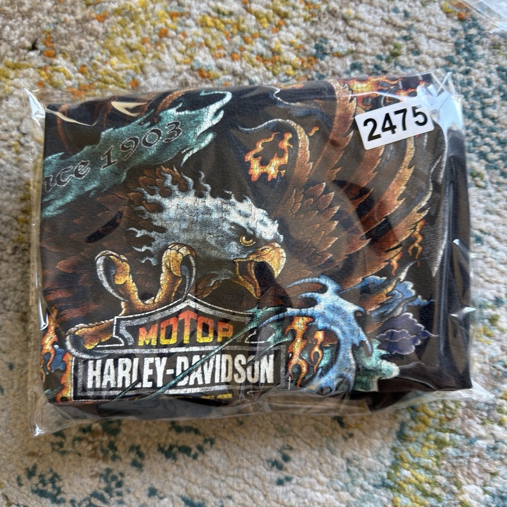 Vintage Y2K Harley-Davidson Biker T-Shirt Eagle Clinton IA Large - Picture 6 of 8
